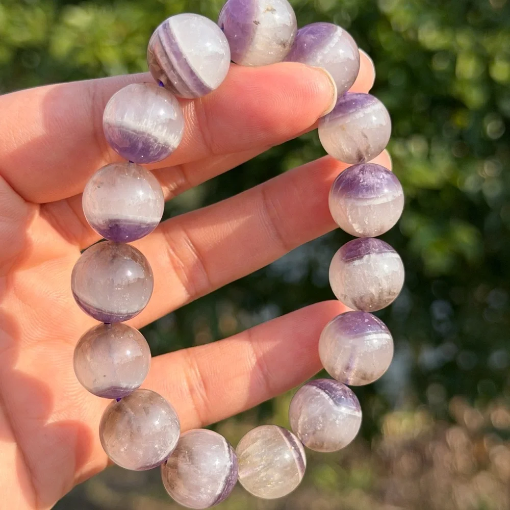 14mm‎ stretchable half half dream amethyst bracelet 1158